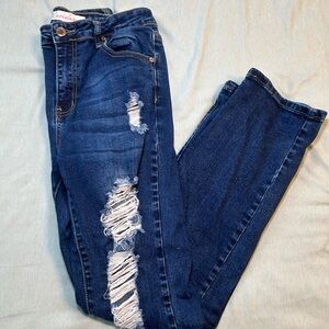 Curvalicious Stylish Distressed Blue Jeans for Women